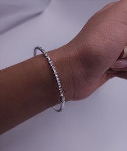 3.09 CT Lab Grown Diamond Bangle <b>Bracelet</b> in 18K Gold Plated | IGI Certified Luxury Bridal Wedding Jewelry - Product Image 5