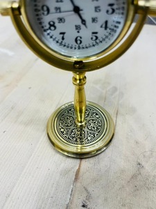 Modern Brass <b>Table</b> <b>Clock</b> with Designer Base Handmade and Portable Promotional Gift-OLD WORLD TREASURE HANDICRAFTS BC-003 - Product Image 2