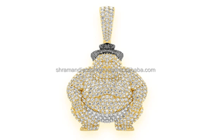 Pendentifs et breloques personnalisés Hip Hop en argent 925 plaqué or rose, motif lutteur de sumo, sertis de diamants de laboratoire, pour fêtes - Product Image 6