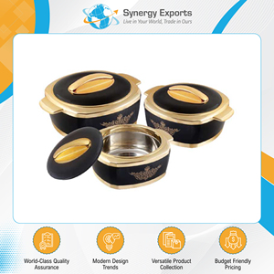 Fabricado en India, el mejor proveedor de cacerolas de calidad alimentaria sin BPA, juego de 3 piezas con tapa, a un precio excelente. - Product Image 2