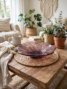 Moderna Tazón de Porcelana Moldeada en Forma de Flor Morada y Plato Decorativo para Dulces, para Decoración de Mesa de Comedor Interior - Product Image 1