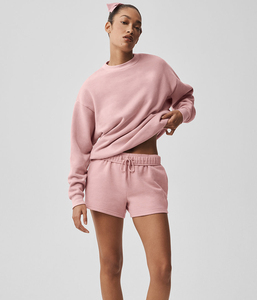 Sweat-shirt en coton respirant pour femme, manches longues, décontracté, couleur unie, vente en gros - Product Image 5