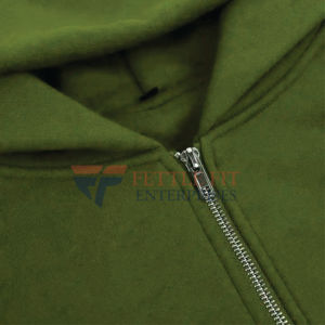Sweat-shirt à capuche unisexe avec logo personnalisé sur le devant, fermeture éclair, 100% coton, tissu French Terry, coupe classique, vert uni, vêtement décontracté pour l'automne - Product Image 4