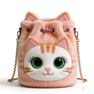 Bolso de peluche personalizado súper suave de oso marrón claro con cara triste, con asa y cremallera, unisex - Product Image 5
