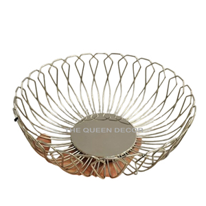 Latest Stylish Stainless Steel Wire Metal Round Shaped Shinny Polished Free Decorative Bowl Attractive Design for Sale Product - Product Image 1