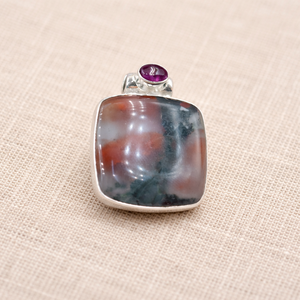Pendentif unique en pierre de sang et grenat, en argent sterling 925, plaqué or rose et or jaune, bijoux de guérison faits à la main, cadeau d'anniversaire - Product Image 5