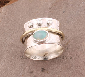 แหวนเงินแท้ 925 ประดับโอปอลธรรมชาติ ทรงวงแหวน สำหรับผู้หญิงและผู้ชาย เหมาะสำหรับงานแต่งงานและงานหมั้น - Product Image 2