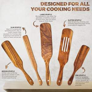 Utensilios de Cocina de Madera Premium, Cucharas y Espátulas de Bambú Resistentes al Calor, Antiadherentes, Versátiles - Product Image 3