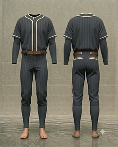 Men's <b>Baseball</b> Uniform Set Striped Jersey Pants Button Closure Belted Regular Fit All Seasons Polyester Apparel - Product Image 1