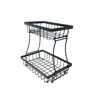 Nouvelle conception de panier de rangement à 2 niveaux en fil métallique pour pain et fruits, pour comptoir de cuisine - Product Image 1