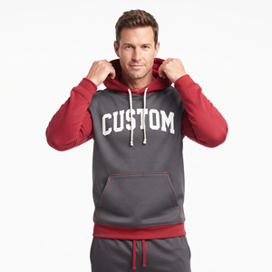 Sweat à capuche tricoté pour homme 2026, coupe classique, couleur contrastante, en polyester, avec poche kangourou, vêtement de sport décontracté, logo personnalisé - Product Image 5