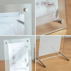 Soporte de marco de fotos de acrílico transparente moderno de 6x8 pulgadas soporte de exhibición de imagen independiente vertical para uso en el hogar, la Oficina y el regalo - Product Image 5