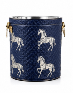 Luxury Horse Pattern Champagne <b>Ice</b> <b>Bucket</b> Wine Cooler Faux Leather Decorative Bar <b>Table</b> Bottle Holder Gift - Product Image 6