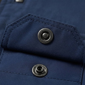 Chaleco de lona para hombre con cuello alto, cremallera frontal en el pecho y bolsillos inferiores con solapa, relleno de poliéster cálido, ropa de trabajo, chaleco con logotipo personalizado - Product Image 4