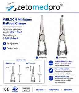 แคลมป์ WELDON มินิบูลด็อก ปากหยัก ความยาว 1/2 นิ้ว 1.3 ซม. แบบตรงหรือโค้ง 3.5 ซม. ZETOMEDPRO - Product Image 2