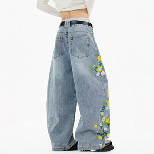 Pantalon en jean baggy pour homme OEM, style streetwear personnalisé, coupe décontractée, denim léger délavé - Product Image 4
