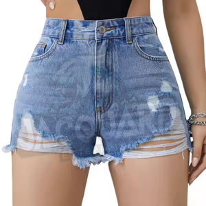 Shorts de Mezclilla Lavada Transpirables de Pierna Recta Alta, Estilo Casual Vintage de Verano para Mujer, Hechos en Fábrica, Alta Calidad, Venta al Por Mayor - Product Image 6