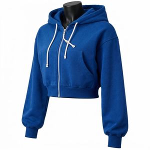 Hoodies crop top surdimensionnés pour femmes, design personnalisé, streetwear, fabriqués en usine, hoodies crop top d'hiver - Product Image 1
