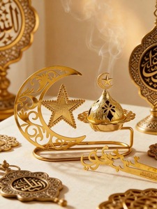 ถาดเสิร์ฟโลหะสีทองแบบตะวันออก ดีไซน์ลายฉลุ สำหรับใส่ขนมและผลไม้ ชามสำหรับงานเลี้ยง ทำด้วยมือ ขัดเงา - Product Image 2