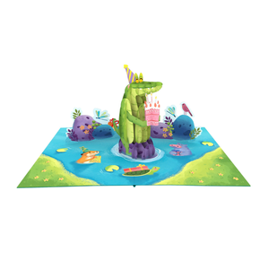 2026 New Collection 3D Pop-Up Card Crocodile Happy Birthday Theme <b>Paper</b> Gift Card for Celebrations <b>Handmade</b> Greeting Card - Product Image 5