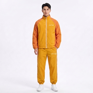 Survêtement coupe-vent réfléchissant personnalisé d'usine OEM, survêtement en nylon de haute qualité à 2 pièces avec fermeture éclair pour hommes - Product Image 1