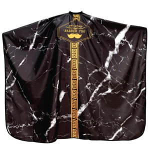Capa de Peluquería BARBER PRO, Seda y Poliéster, Estampado de Mármol Blanco y Negro, Cintura Ajustable, Resistente al Agua, Antiadherente, 140x160cm - Product Image 5