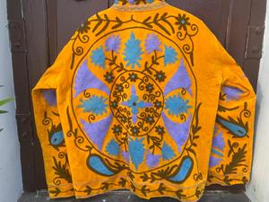 Bohemian Suzani Velvet <b>Jacket</b> Women Orange Floral Embroidery Statement <b>Jacket</b> Ethnic Style - Product Image 2