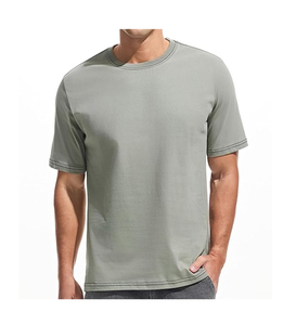 T-shirt uni pour homme en polyester-coton personnalisé avec impression sérigraphique compressée à grammage lourd – Modèle personnalisé - Product Image 2