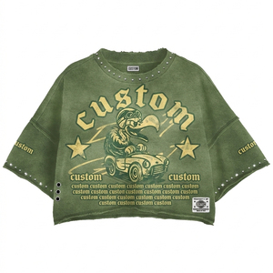 T-shirt graphique personnalisé pour homme, en coton biologique 100% écologique, coupe lourde, effet vieilli, délavé à l'acide, séchage rapide - Product Image 1