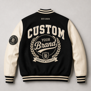OEM Custom Heavyweight Varsity <b>Jacket</b> Melton Wool <b>Leather</b> Sleeve Letterman Baseball <b>Jacket</b> Private Label Manufacturer - Product Image 2