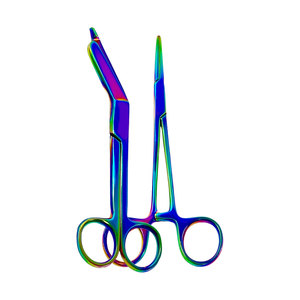 Tijeras de vendaje Lister de titanio color arcoíris de 7.25 pulgadas, tijeras quirúrgicas EMT para traumatismos con hemostato recto de acero inoxidable - Product Image 3