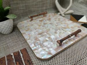 Bandeja de diseño de estilo famoso con incrustaciones de nácar, bandeja de servir de nácar, bandeja de MDF, bandejas decorativas, bandeja de resina a un precio mayorista muy bajo - Product Image 5
