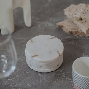 Modern Natural White Wood Coasters Set Eco-Friendly Country Design <b>Round</b> <b>Mats</b> & Pads by the Handmade Collection - Product Image 2
