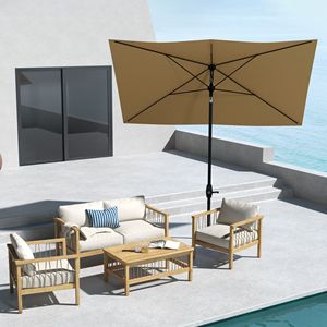 Ombrellone Rettangolare da Esterno 6.6 x 10 piedi per Patio, con Manovella e Pulsante di Inclinazione, Realizzato in Poliestere Resistente per Cortile - Product Image 2
