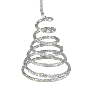 Décoration de sommet de sapin de Noël en forme d'étoile scintillante argentée avec base en spirale en fil de perles rouges - Product Image 6