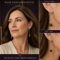 Boucles d'oreilles pendantes rétro pour femmes, bijoux en pierre de Sugilite naturelle Reiki, plaquées or, avec crochet
