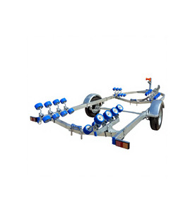 Remorque pour deux jet-skis en alliage d'aluminium 5x2,6m, capacité 1200KG, certifiée ISO CE, à essieu unique, avec rouleaux oscillants pour bateaux pneumatiques - Product Image 3