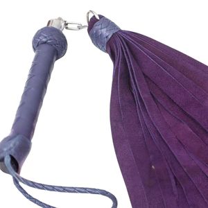 Purple Suede <b>Flogger</b> With Braided Handle And Rounded Ends For Gentle Play - Product Image 5