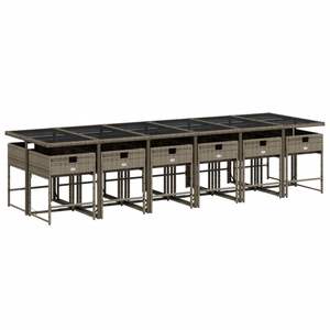 Juego de 12 Muebles de Jardín Plegables Grandes de Ratán Sintético Gris para Patio - Product Image 4