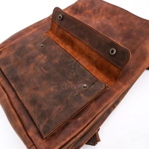 Vintage Genuine Leather 15.6 inch Laptop <b>Backpack</b> <b>Waterproof</b> Travel Rucksack with Anti-Theft Pocket LBP-0439 - Product Image 4