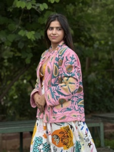 Veste ethnique indienne traditionnelle pour femme, en velours tissé à la main, coton rose, broderie florale Sujani, été, automne, hiver, export - Product Image 1