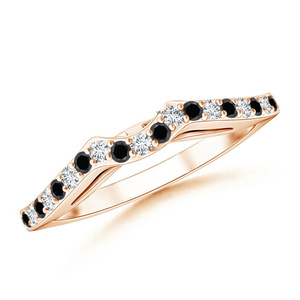 Anillo de boda trenzado con diamantes blancos y negros naturales en oro de 10K, 14K, 18K y plata 925, 935. - Product Image 2
