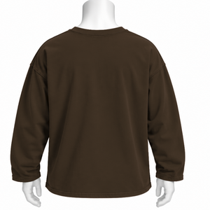 เสื้อยืดคอตตอนแขนยาวทรงโอเวอร์ไซส์สีน้ำตาลกาแฟ รุ่น Reverse LS ล้างแบบวินเทจ ไหล่ตก ทรงหลวม ใส่ได้ทั้งชายและหญิง สไตล์สตรีทแวร์ลำลอง - Product Image 2