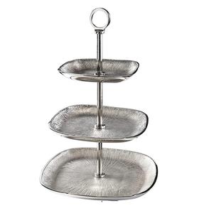Support à gâteau décoratif de luxe à 3 niveaux en aluminium argenté fait main, personnalisable en gros, pour fêtes et mariages CRAFT ASCENT TCAIB-002 - Product Image 2