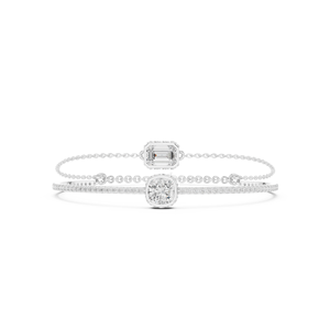 Brazalete de Oro con Diamantes y Esmeralda, Oro Rosa Sólido de 9K, 10K, 14K, 18K, Diamante CVD Cultivado en Laboratorio, VVS DEF, Pulseras de Cadena de Doble Capa - Product Image 6