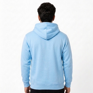เสื้อสเวตเชิ้ตมีฮู้ดสีฟ้าอ่อนสำหรับผู้ชาย ทรงปกติ ผ้าฝ้ายฟลีซ สวมใส่สบาย สีพื้น เหมาะสำหรับฤดูหนาว กันน้ำ กันลม - Product Image 2