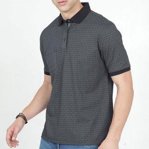Polo à manches courtes pour homme, imprimé géométrique, en coton tricoté, coupe décontractée, respirant, avec poche - Product Image 3