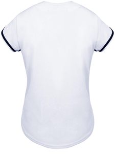 Women White <b>Baseball</b> Jersey Short Sleeve Button Front Solid Color Regular Fit All Seasons Breathable Polyester Apparel - Product Image 2