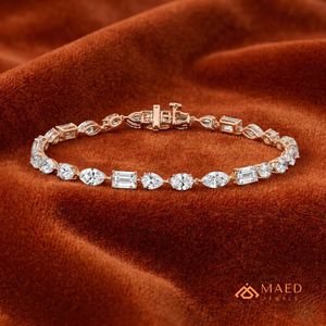 กำไลข้อมือเทนนิสทรงหลากหลายประดับมอสซาไนต์สีโรสโกลด์สำหรับผู้หญิง สร้อยข้อมือแฟชั่นดีไซน์สวยงาม เหมาะเป็นของขวัญวันครบรอบแต่งงาน หรือใช้ในชีวิตประจำวัน - Product Image 3