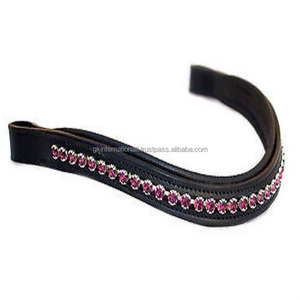 Banda decorativa para la frente de caballo de cuero tachonado con cristales transparentes de 2 filas personalizada para bridas en todos los tamaños disponibles a precio económico - Product Image 4